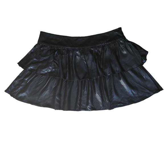 Jacob Black Satin Tiered Ruffled Mini Skirt - size L - Picture 5 of 5